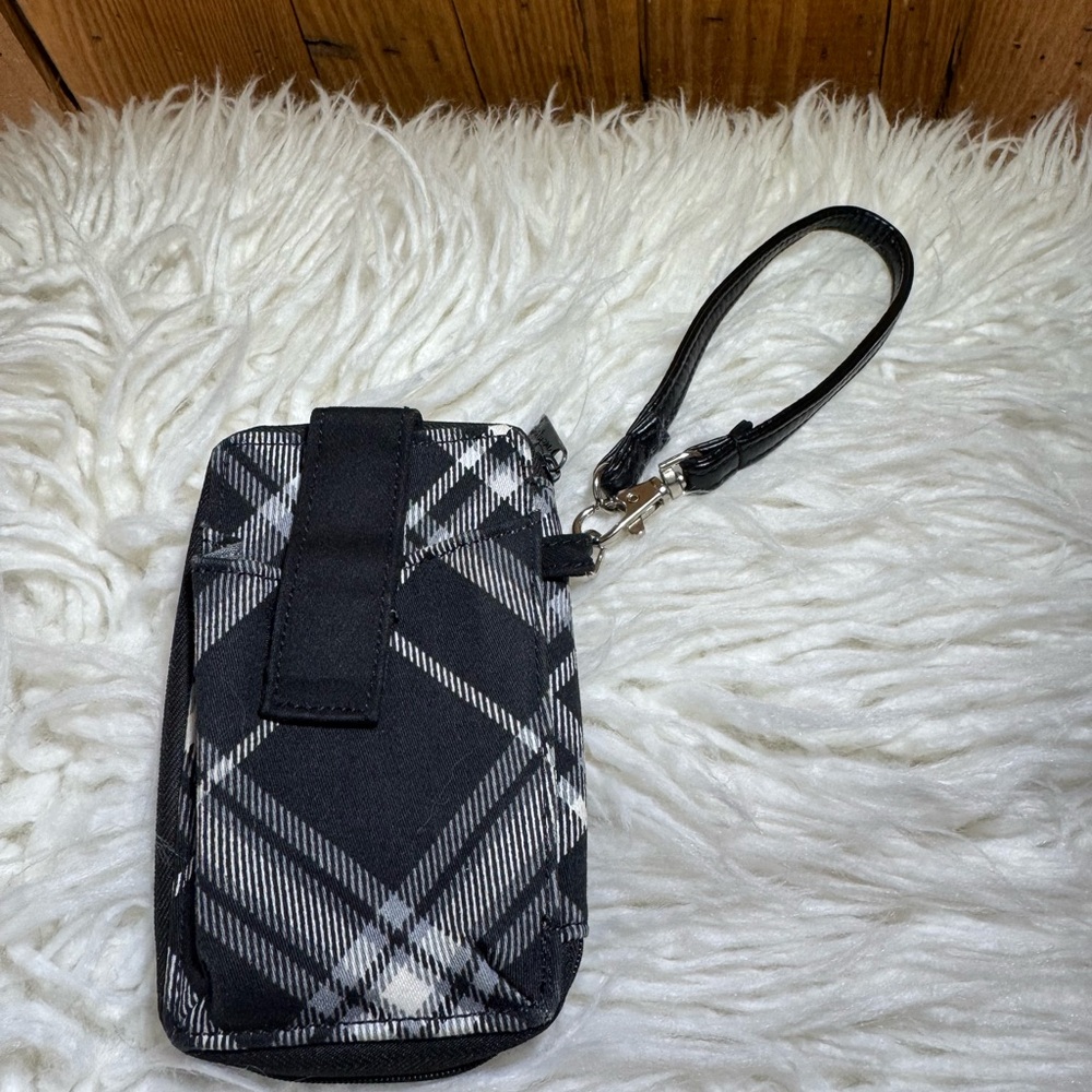 Thirty-One Timeless Wristlet Black Plaid Multi-Pocket Clutch - Picture 6 of 8